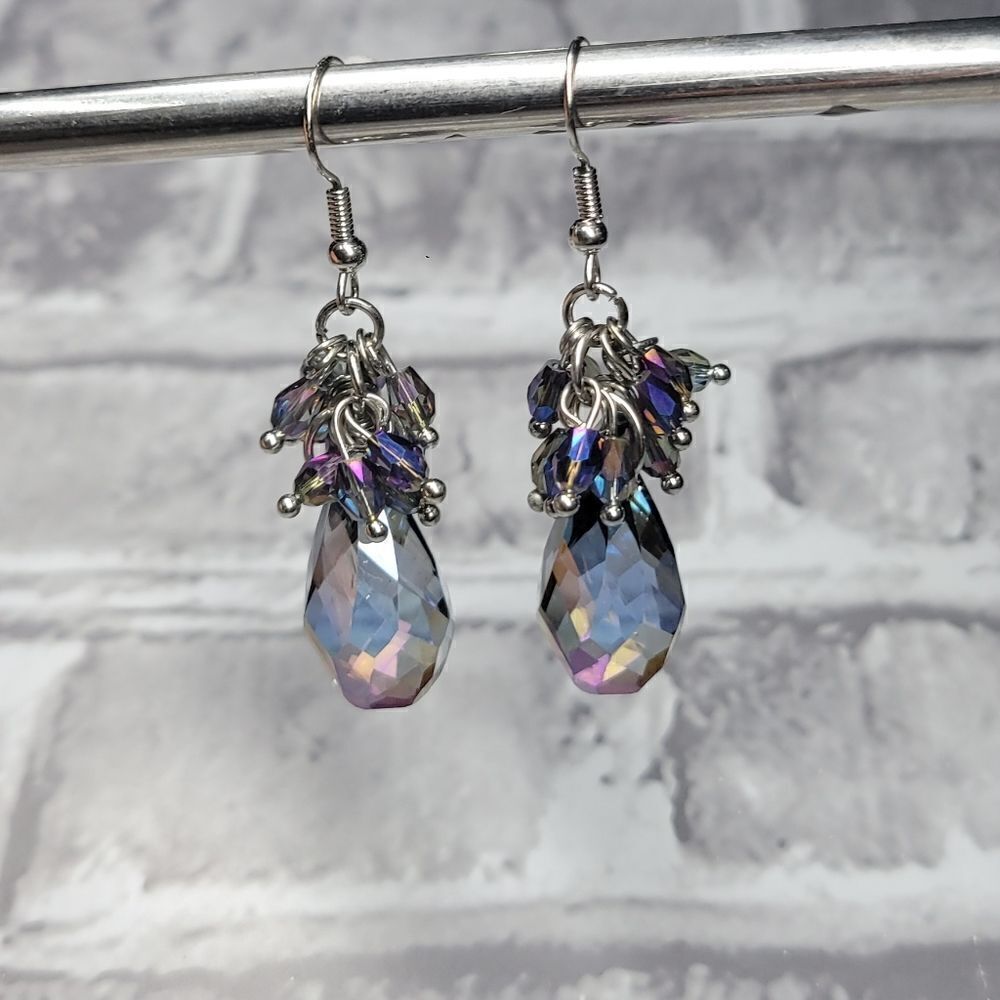 Multi Colored Translucent Dangle Earrings - Picture 1 of 2